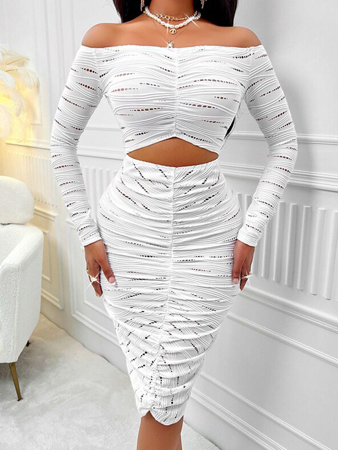 stylecast white off-shoulder bodycon midi dress