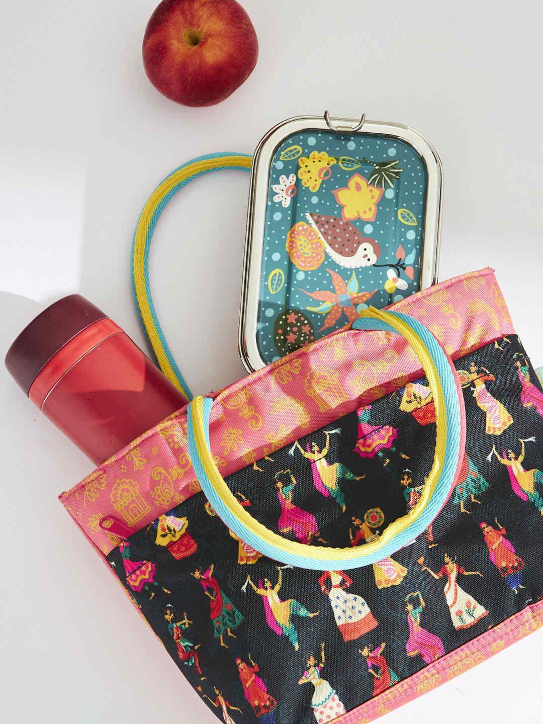 chumbak pink floral printed handheld bag