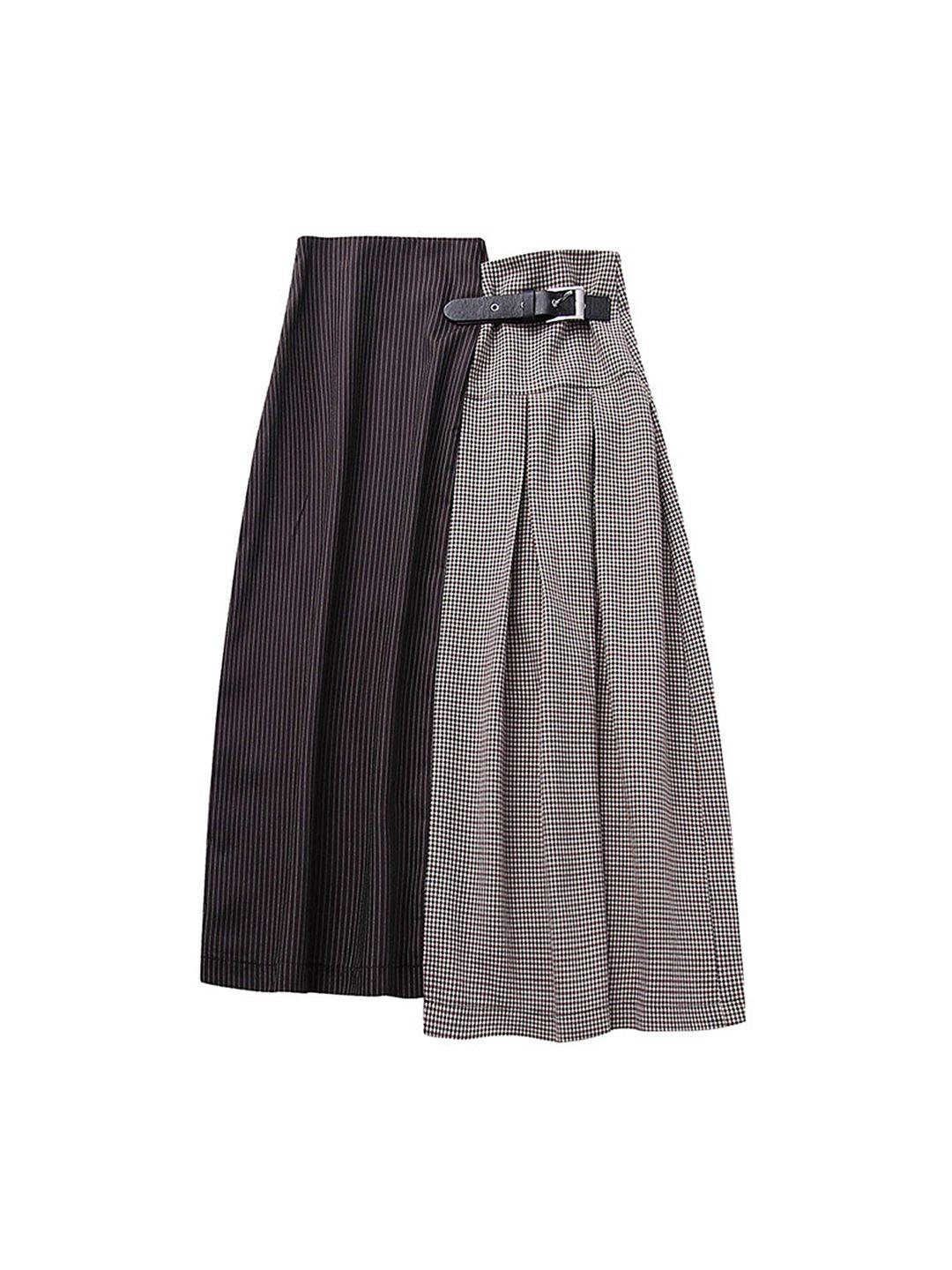 lulu & sky colourblocked houndstooth patterned a-line midi skirt