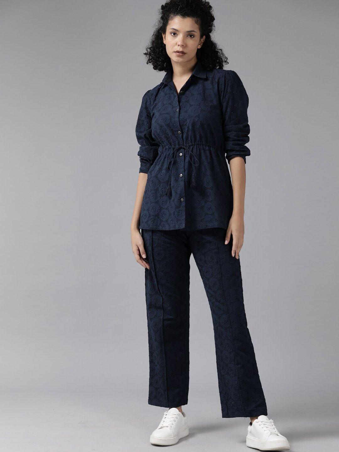 roadster self-design schiffli shirt & trouser co-ords