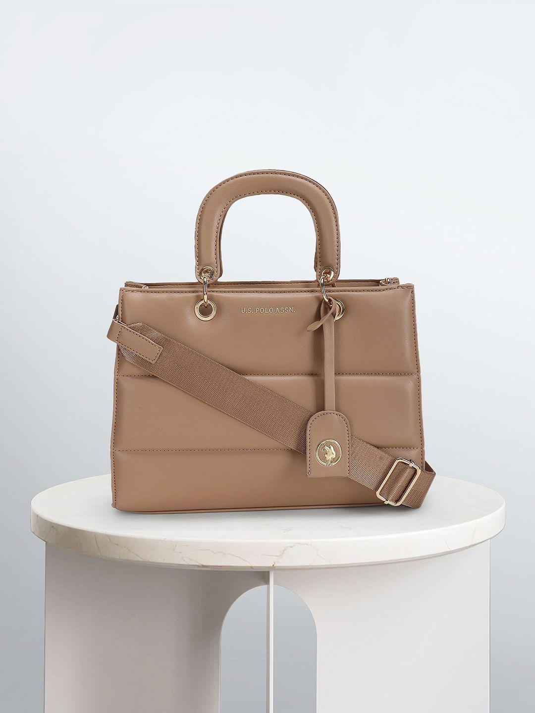 u.s. polo assn. women beige pu shoulder bag