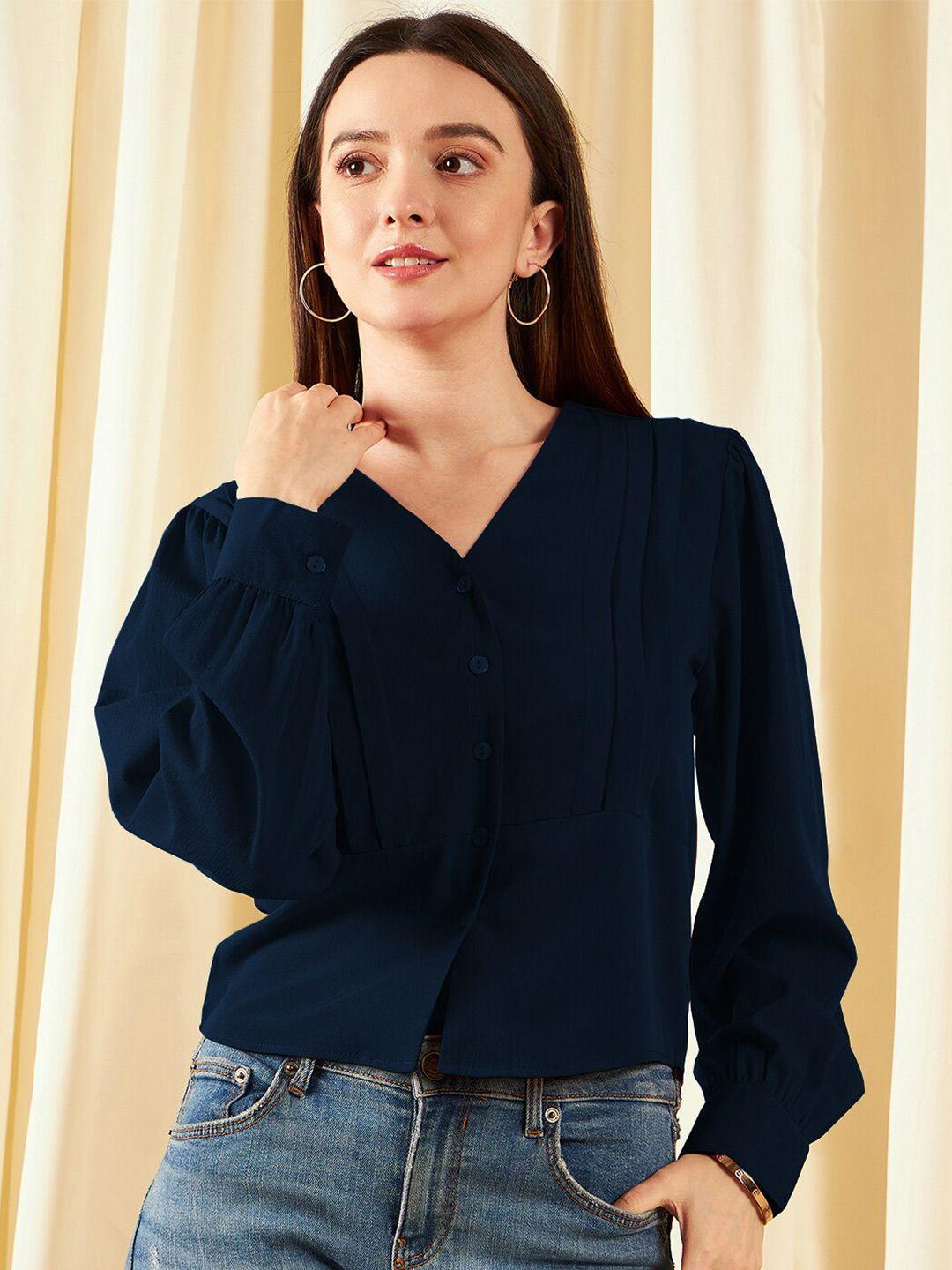 carlton london navy blue crepe top