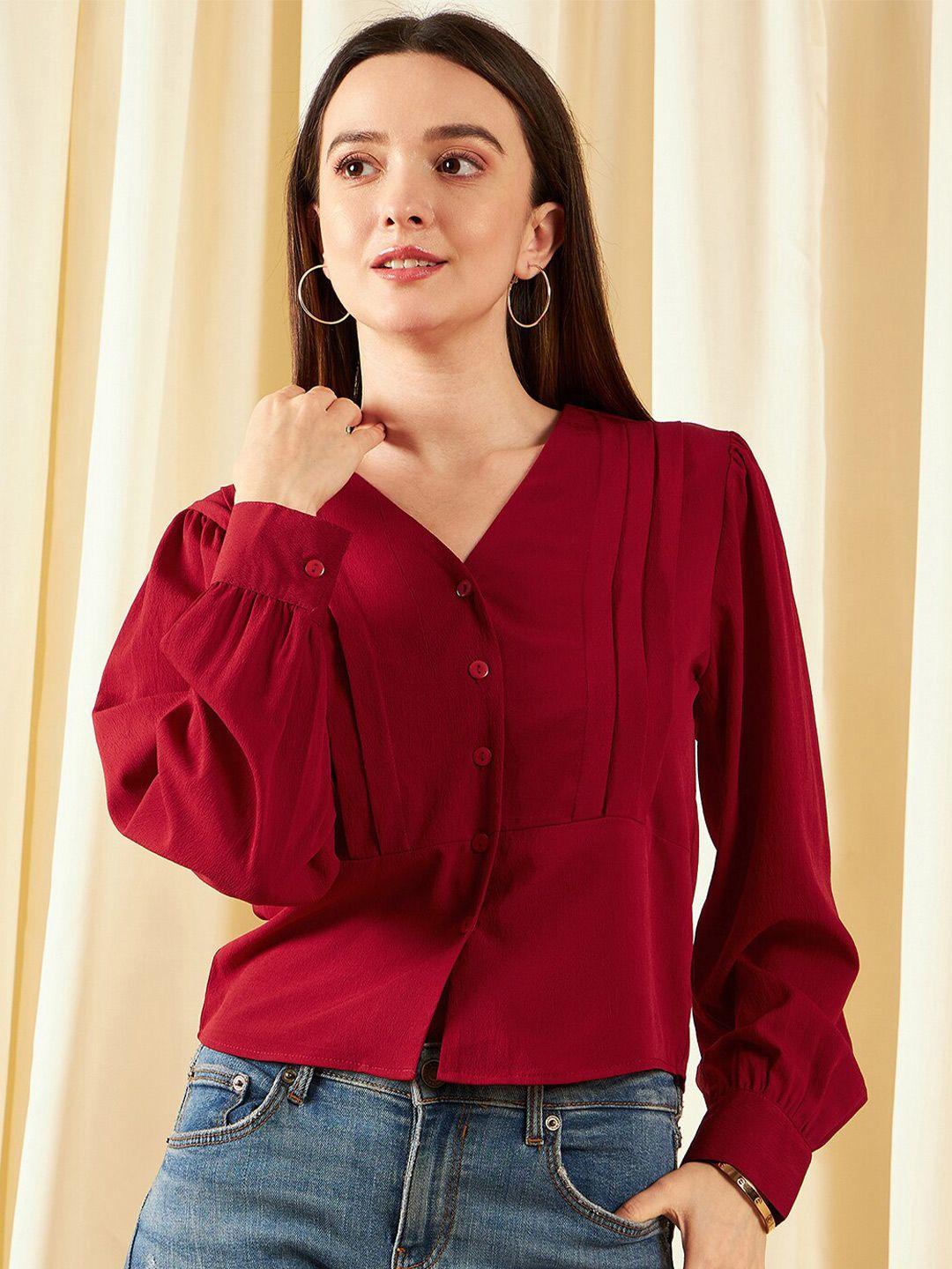 carlton london maroon crepe top