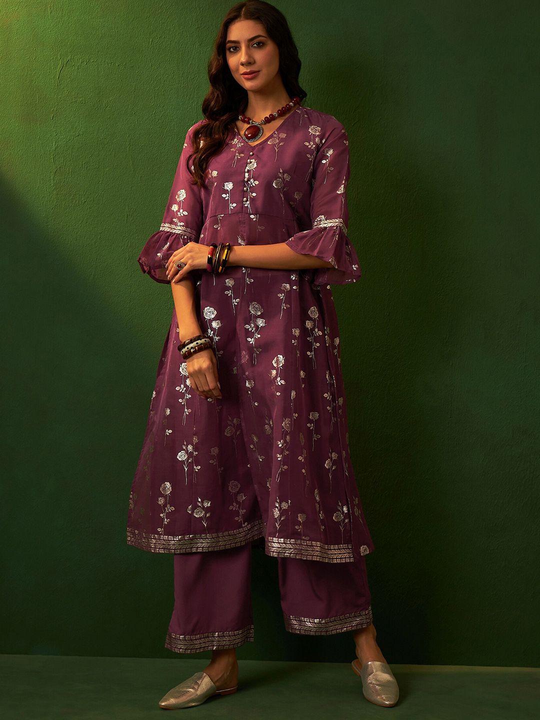 sangria flared kurta palazzo organza set