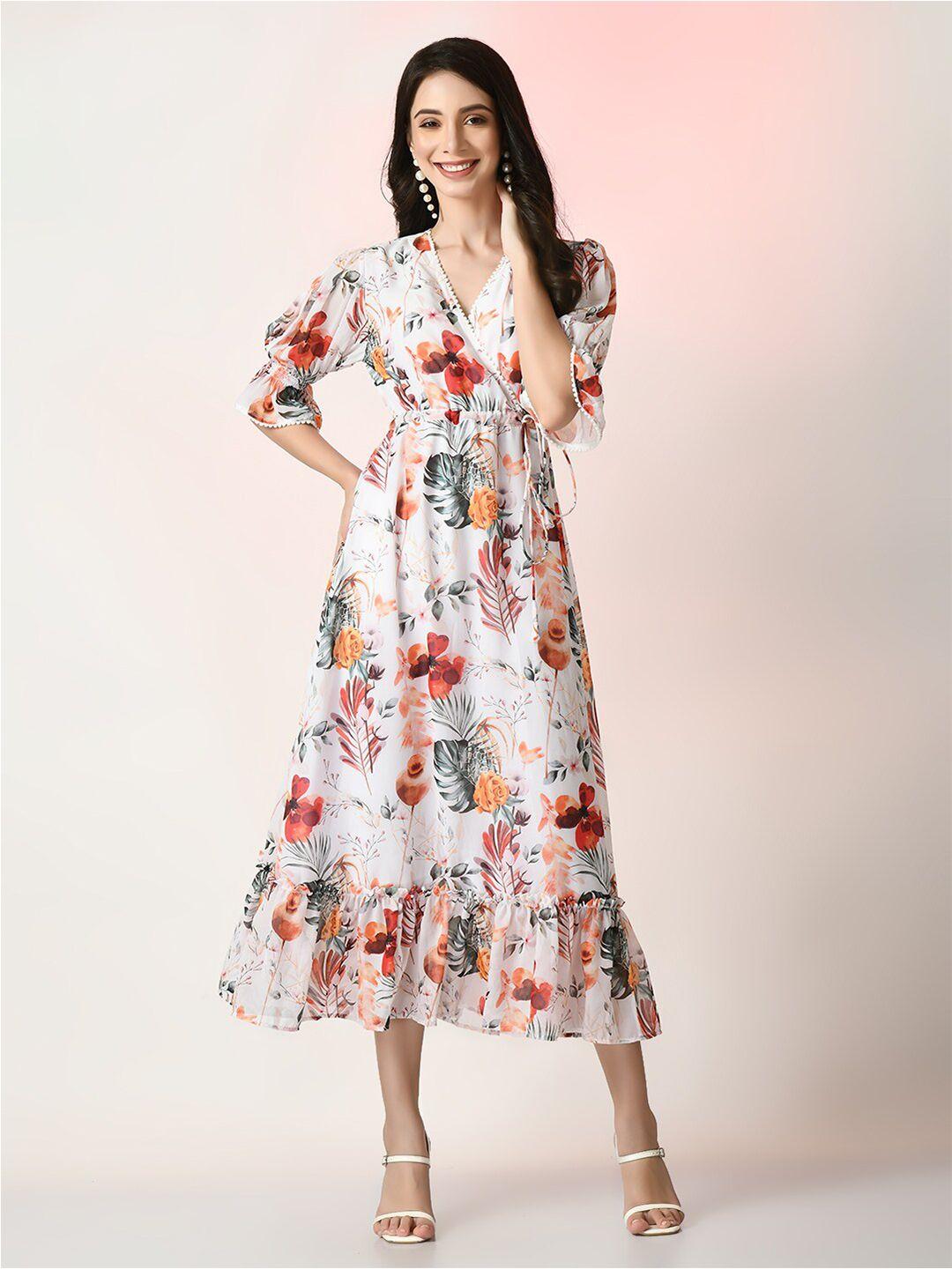 sangria printed fit & flare ethnic dress