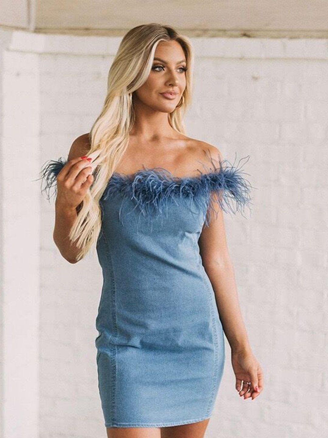 stylecast blue off-shoulder bodycon dress