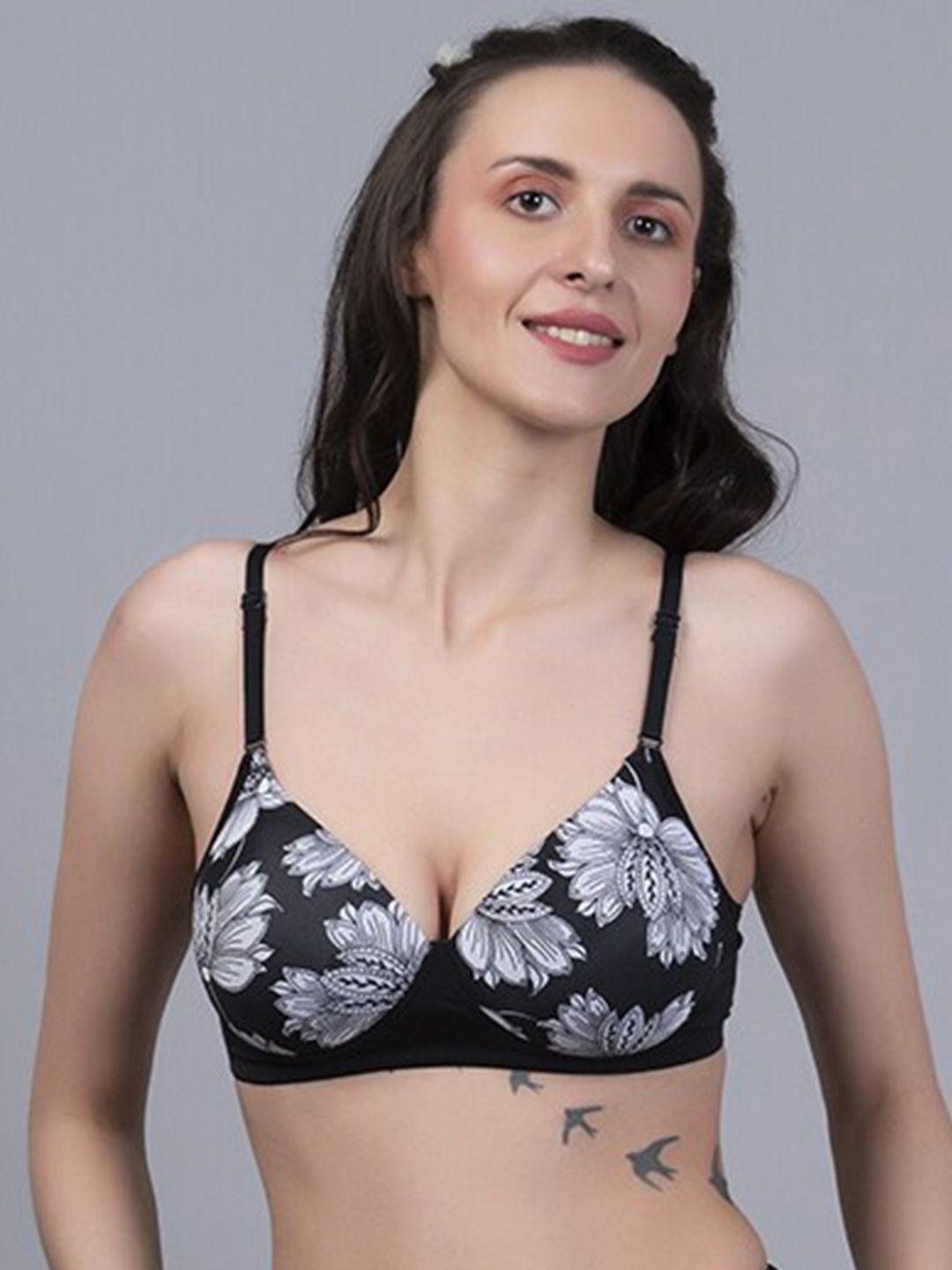 herryqeal floral printed underwired heavily padded everyday bra with all day comfort