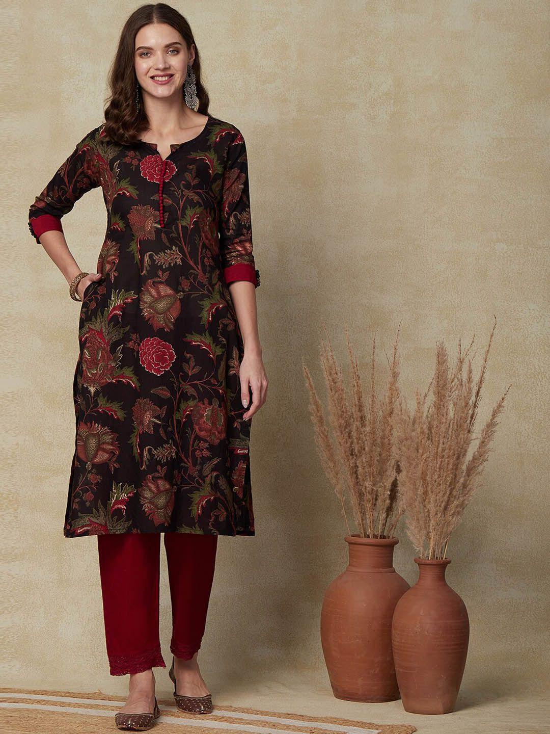 fashor women floral gotta patti a-line kurta