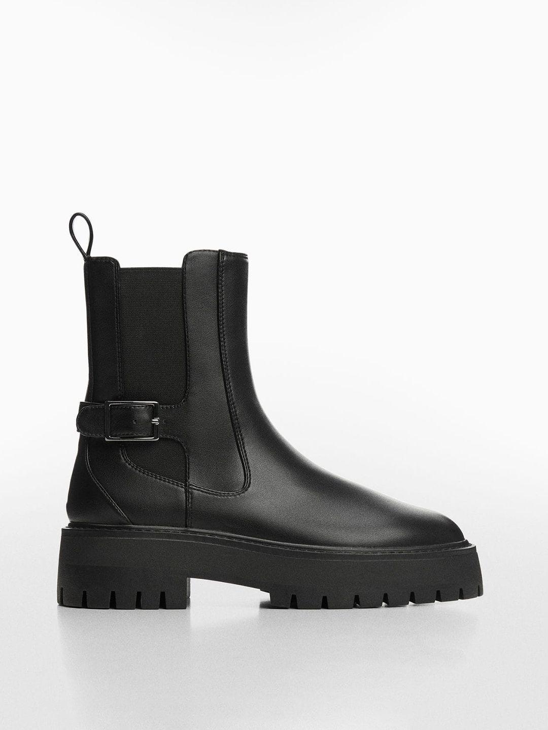 mango women mid-top buckle detail chelsea boots