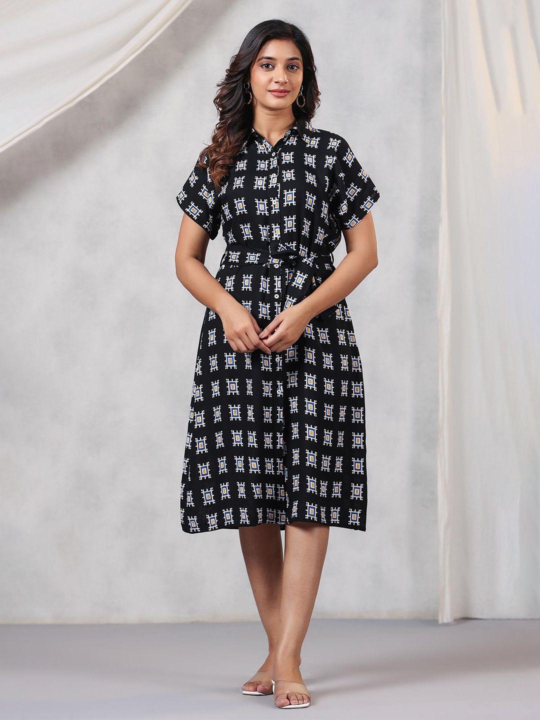 amirah s black floral print fit & flare dress