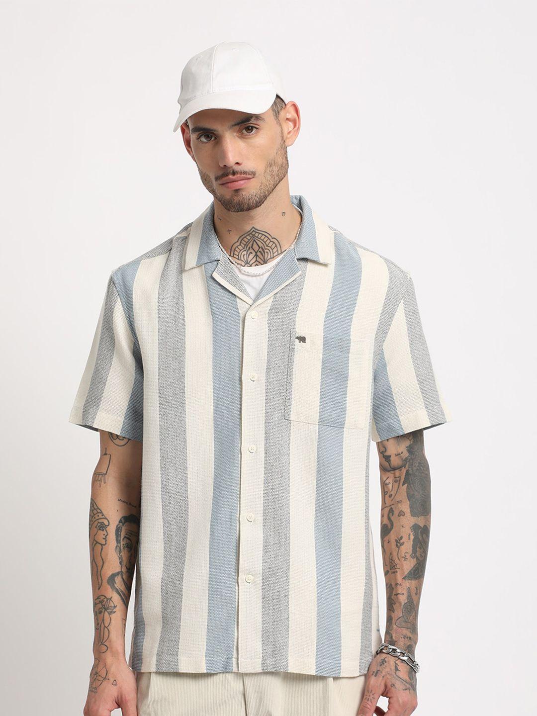 the bear house regular fit vertical striped casual shirt