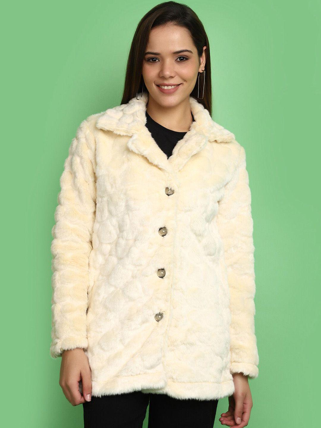 v-mart lightweight lapel collar cotton tailored jacket with faux fur trim