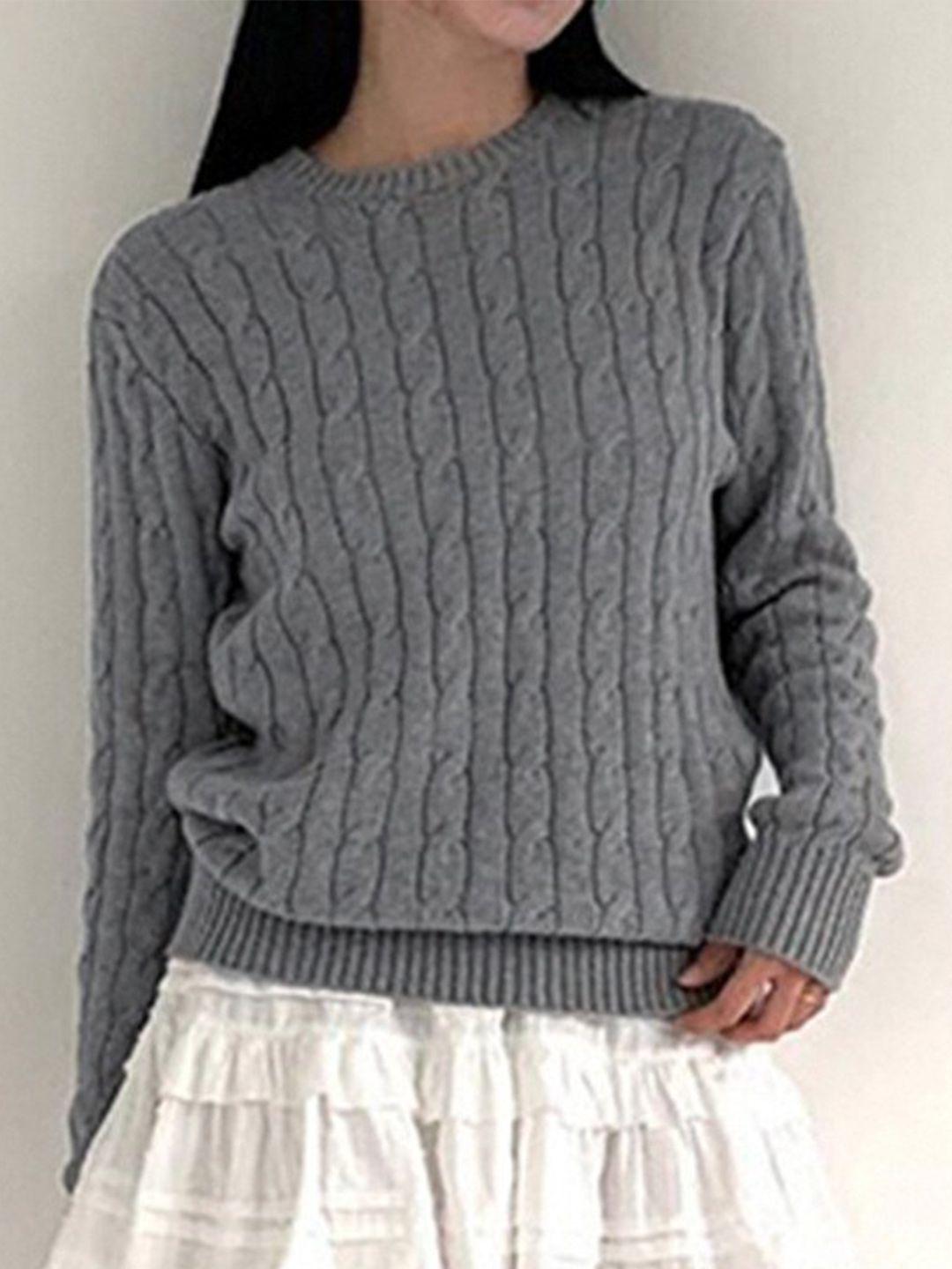 stylecast women grey cable knit pullover