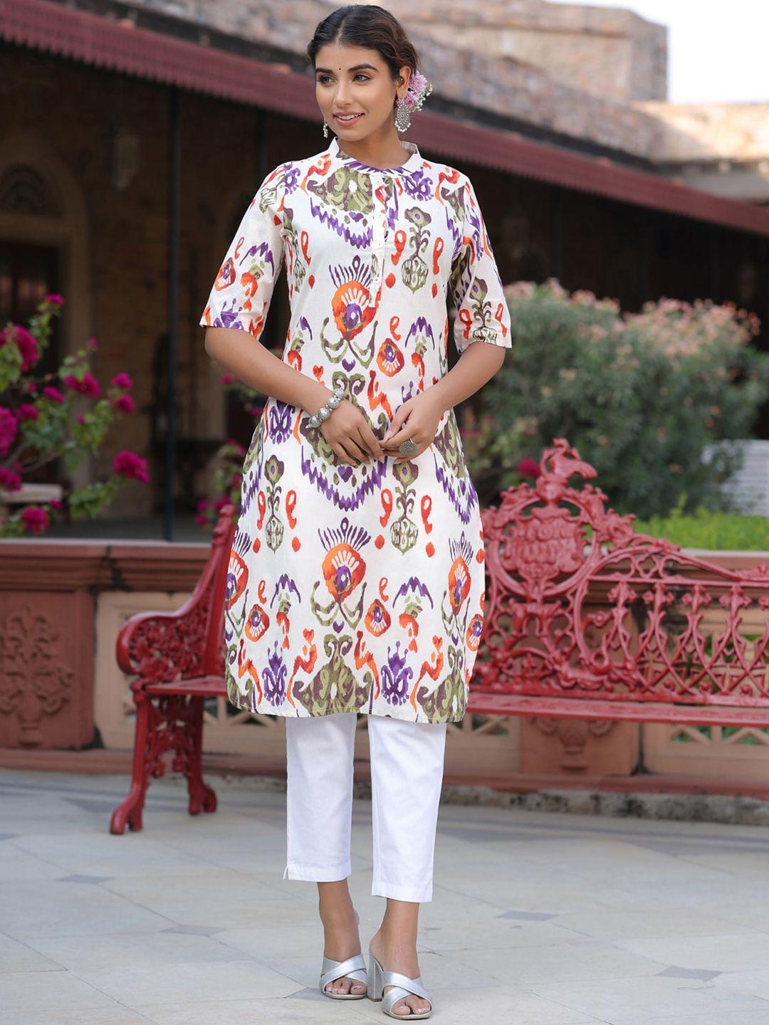 rain & rainbow women multicoloured printed kurta