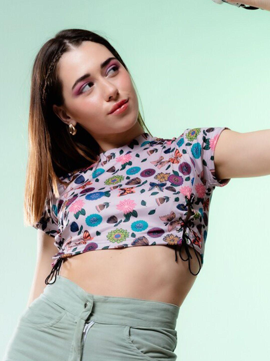 stylecast x hersheinbox multicoloured floral print crop top