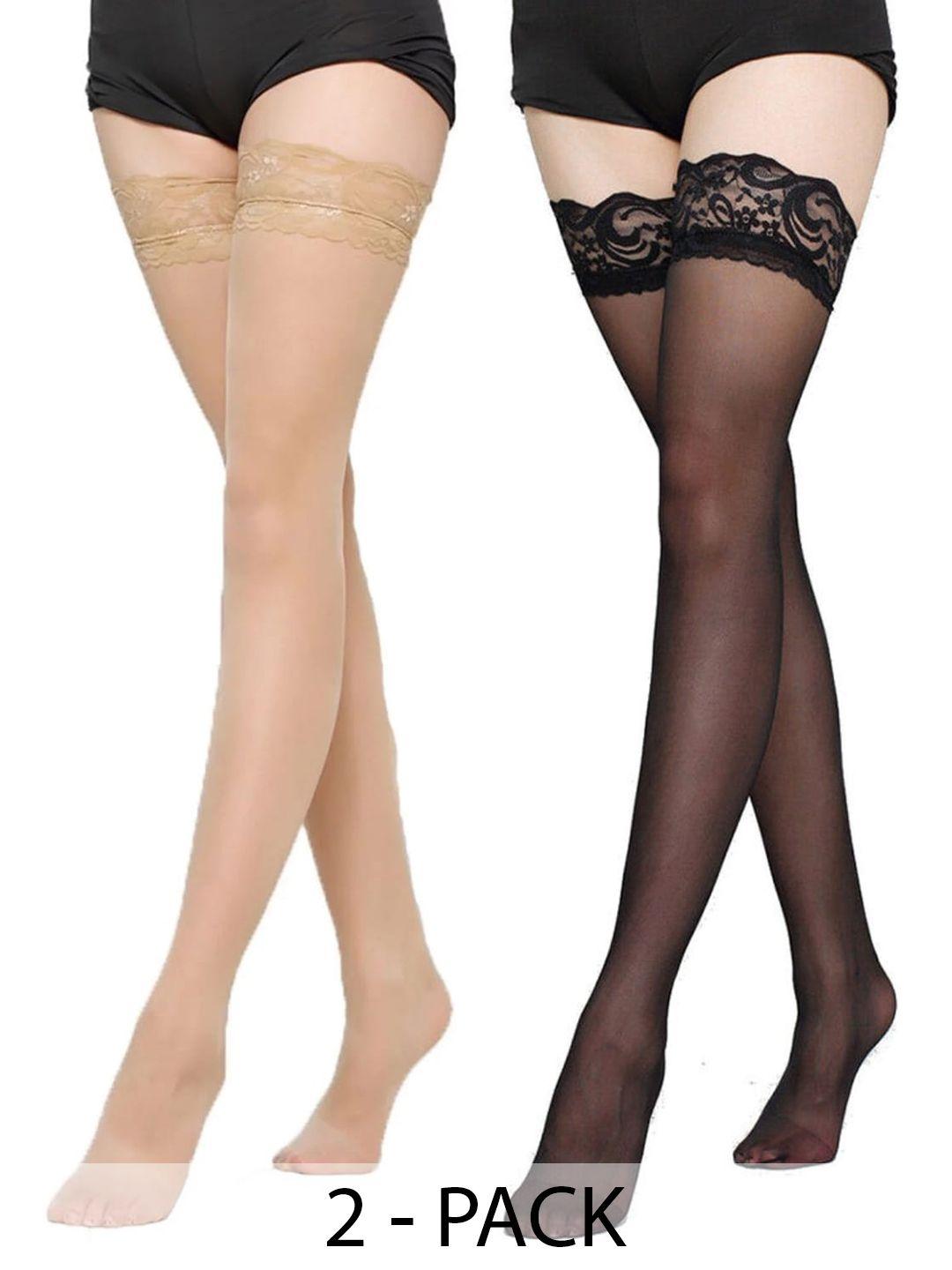 baesd pack of 2 self design sheer stockings