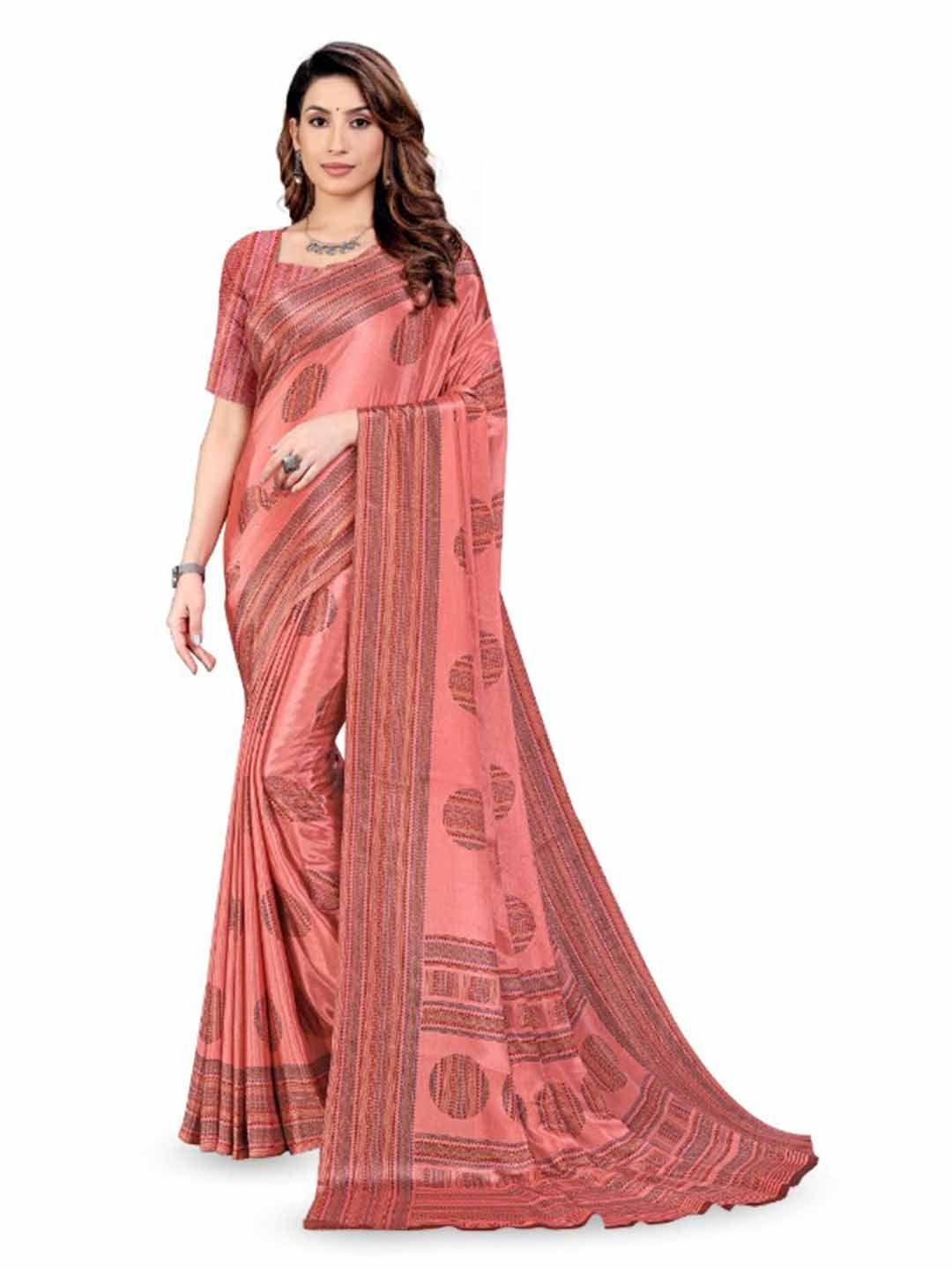 vimla peach-coloured art silk mysore silk saree