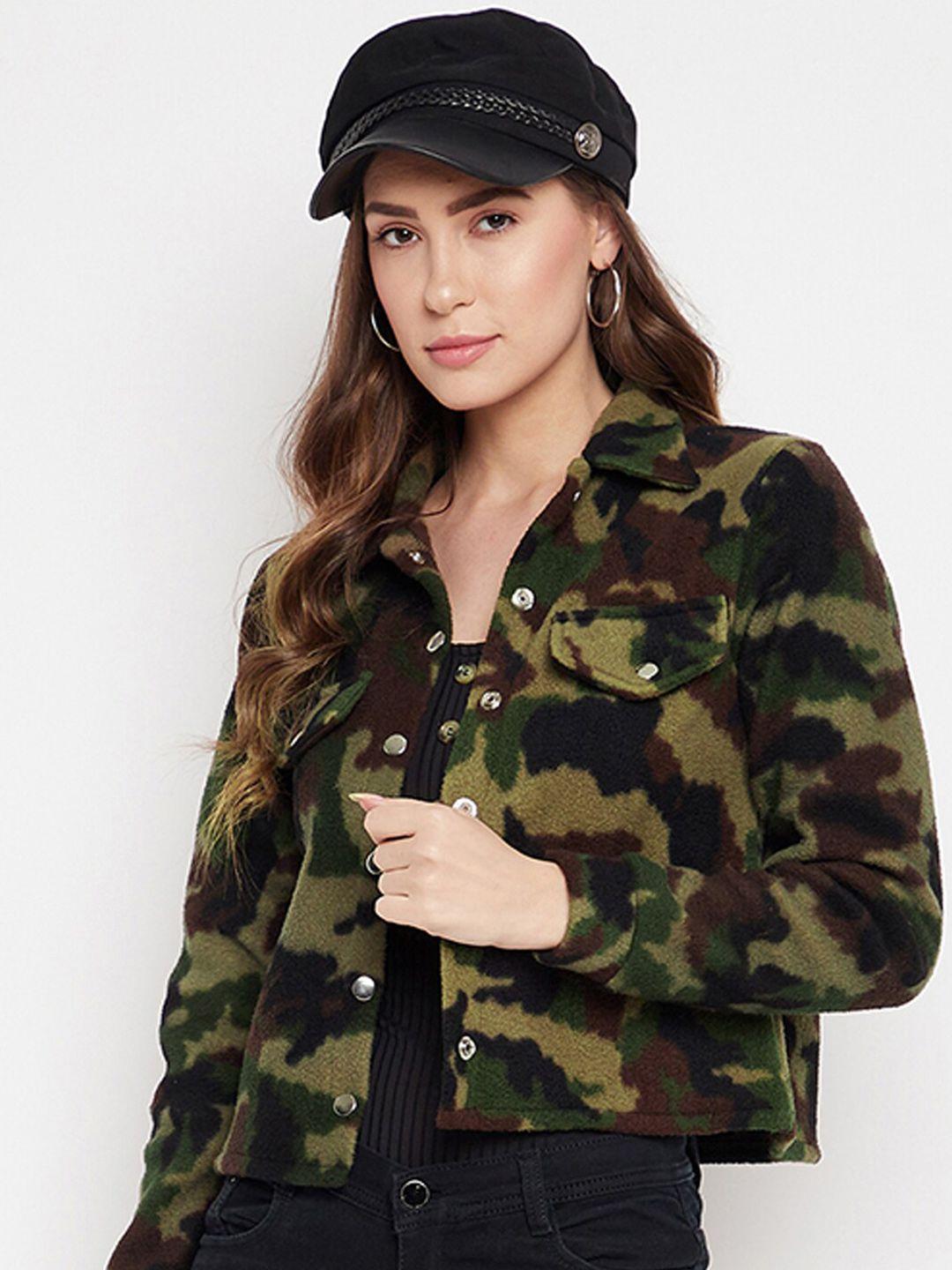 harbor n bay camouflage printed crop fleece sweatshirt