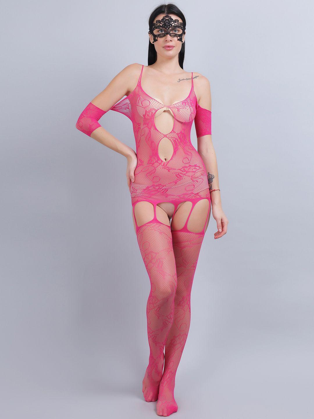 color style self design stockings with mask