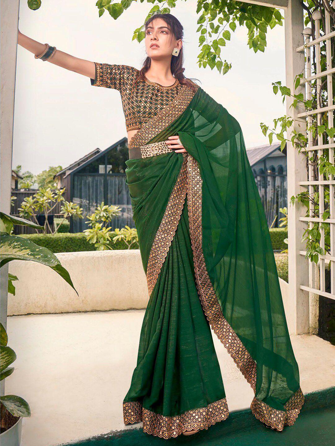 mitera embellished pure chiffon embroidered designer saree