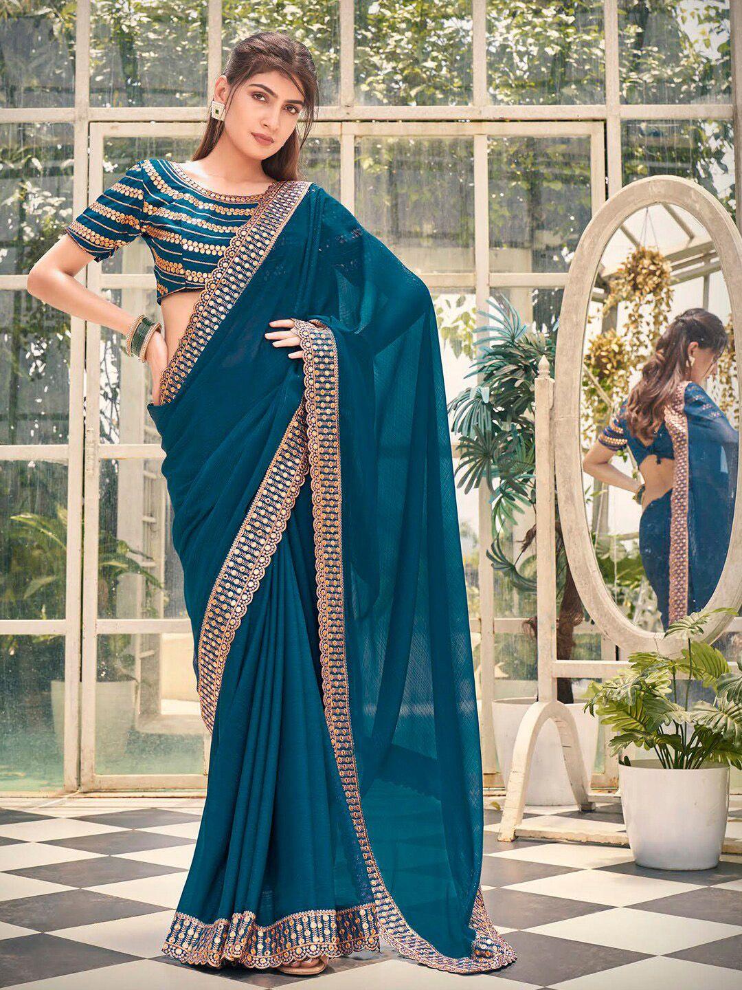 mitera embellished pure chiffon embroidered designer saree