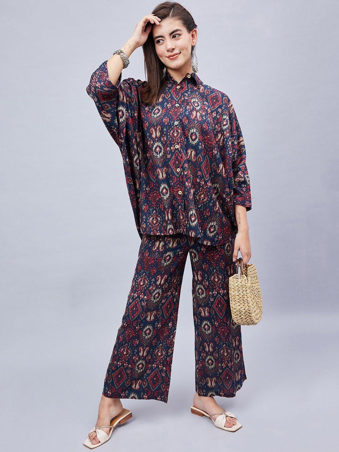 winered women printed kaftan & palazzo co-ords