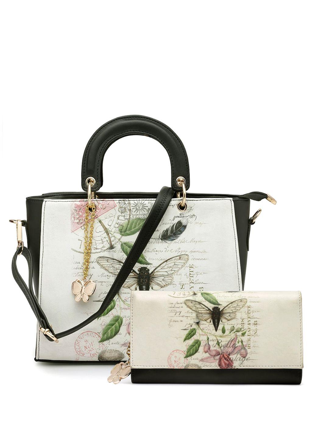 butterflies floral printed tasselled handheld bag with wallet