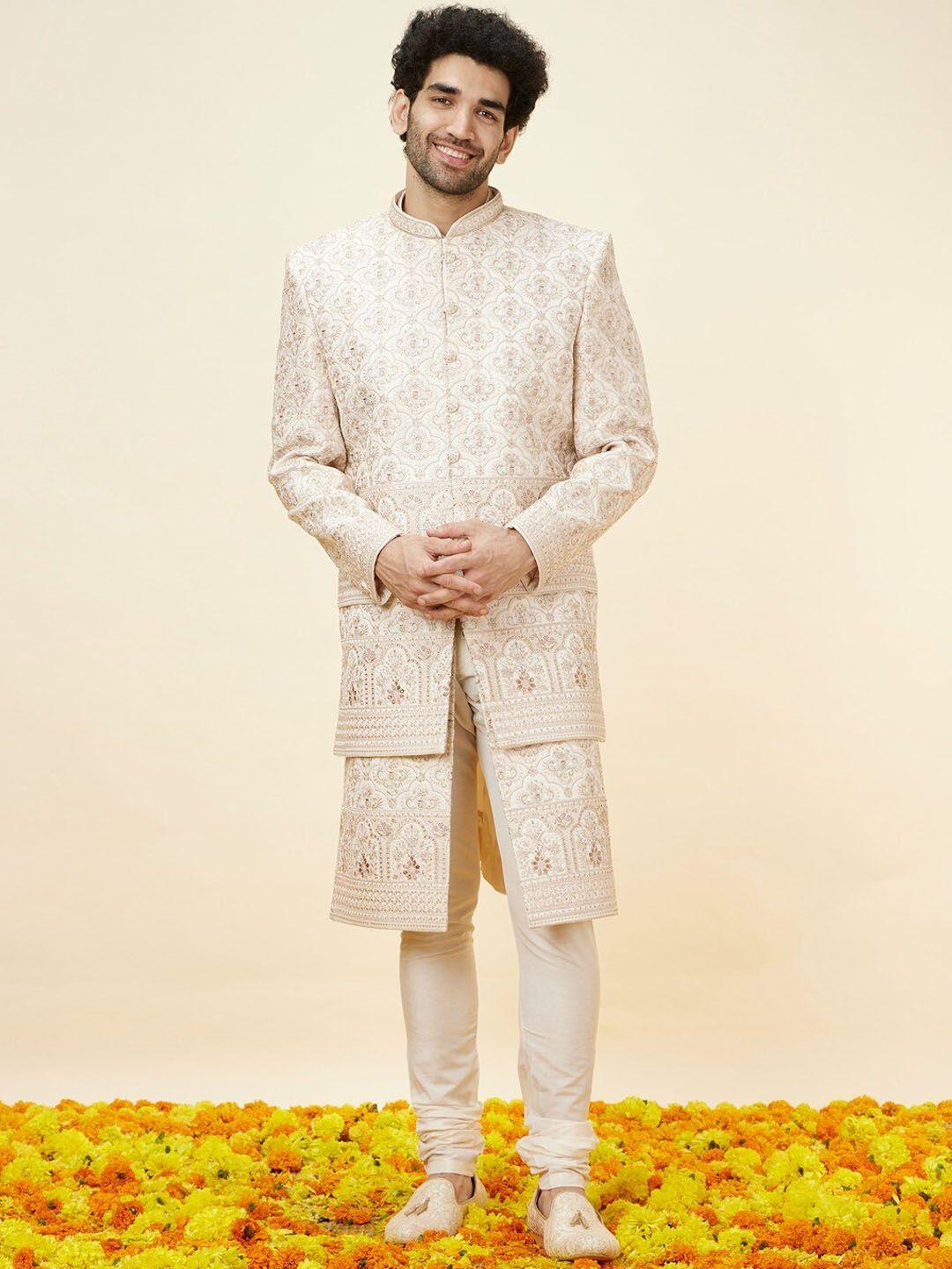 manyavar floral embroidered sherwani set