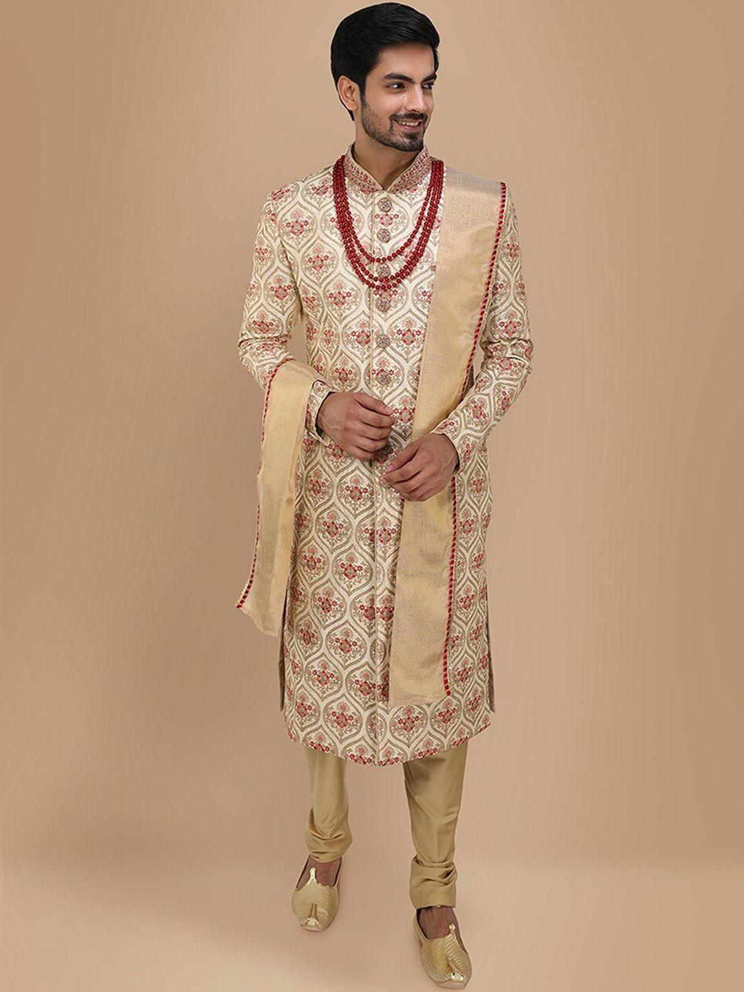 manyavar floral embroidered sherwani set