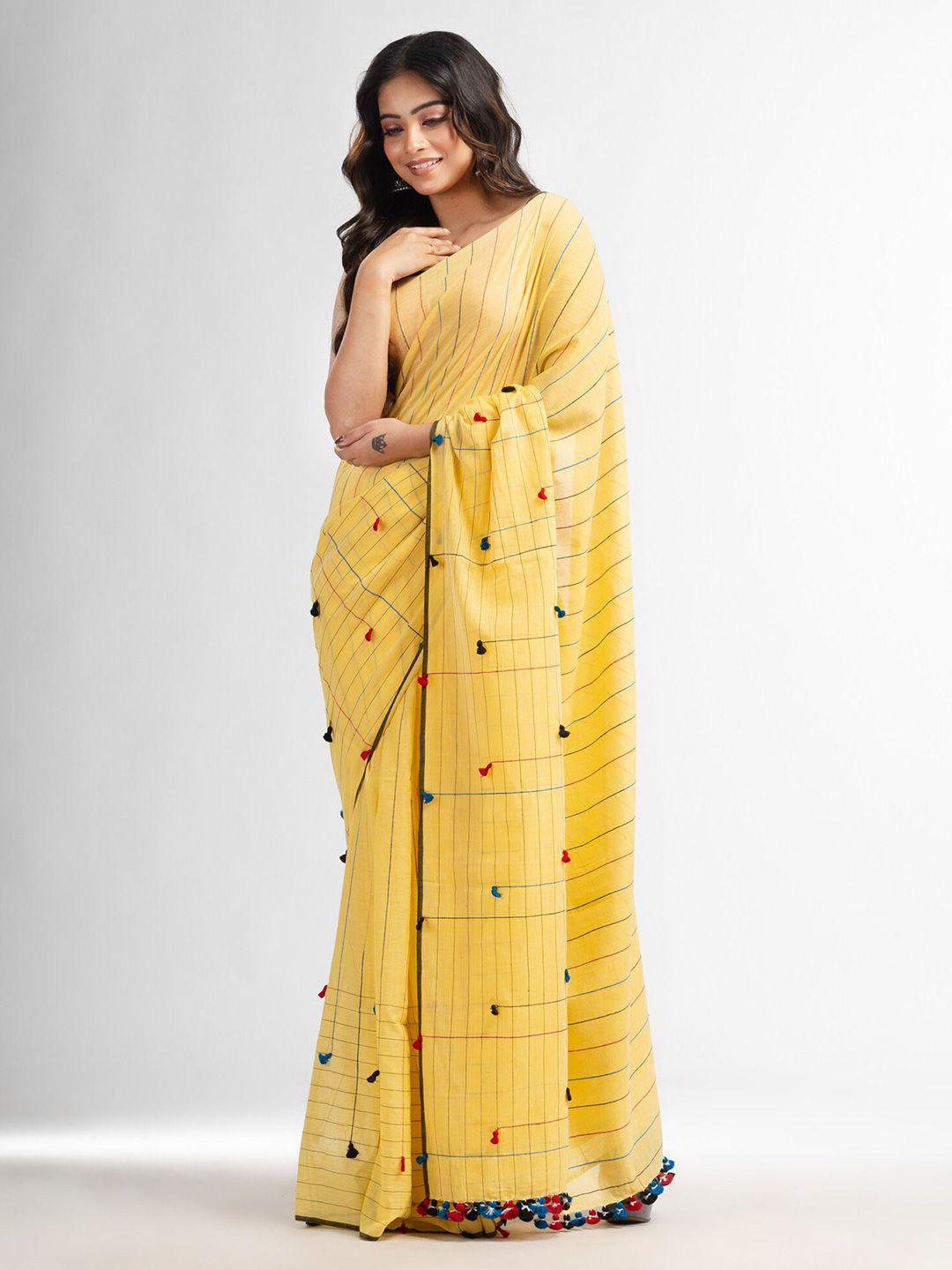 angoshobha striped pure cotton saree