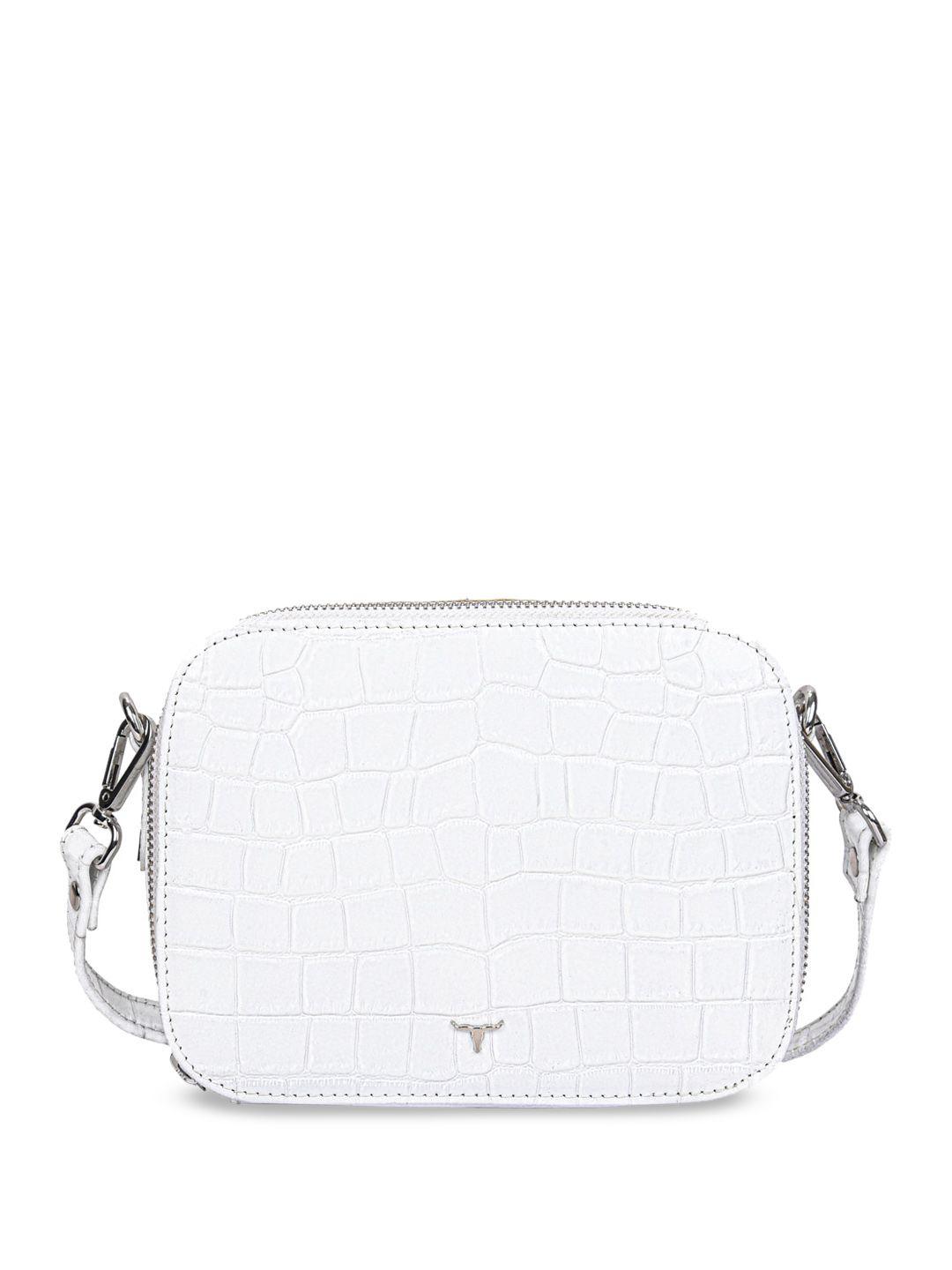 urban forest white leather sling bag