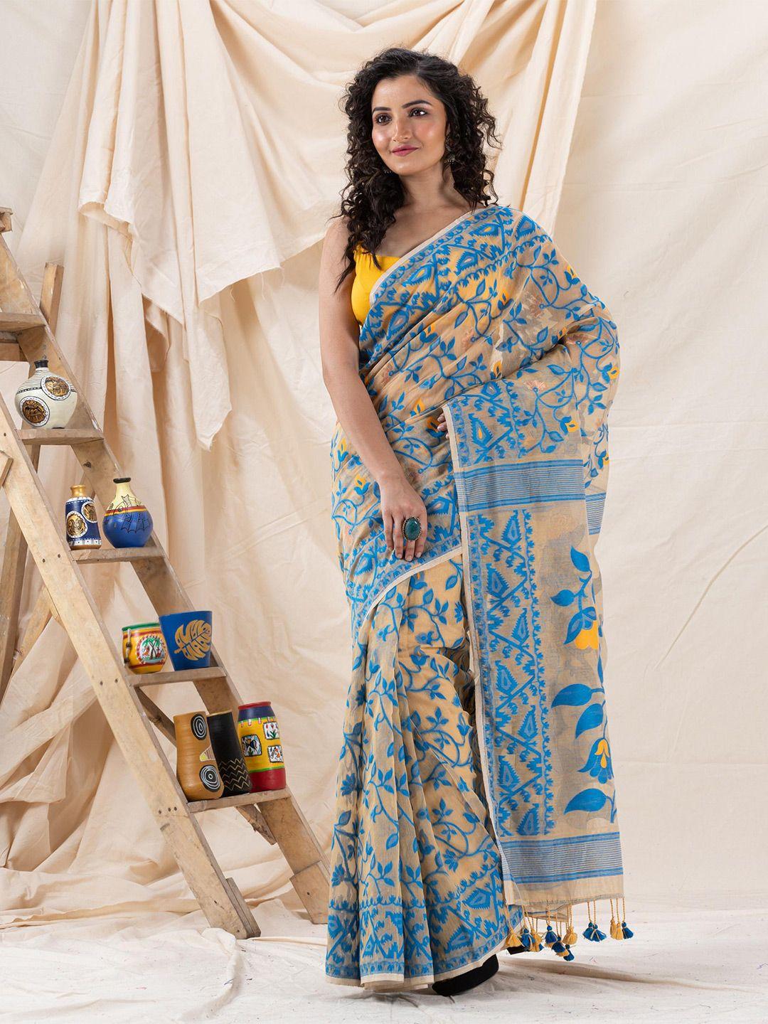 angoshobha tan woven design handloom jamdani saree