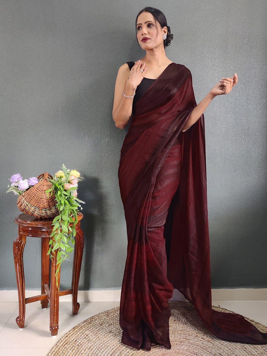 mitera striped zari poly georgette ready to wear saree