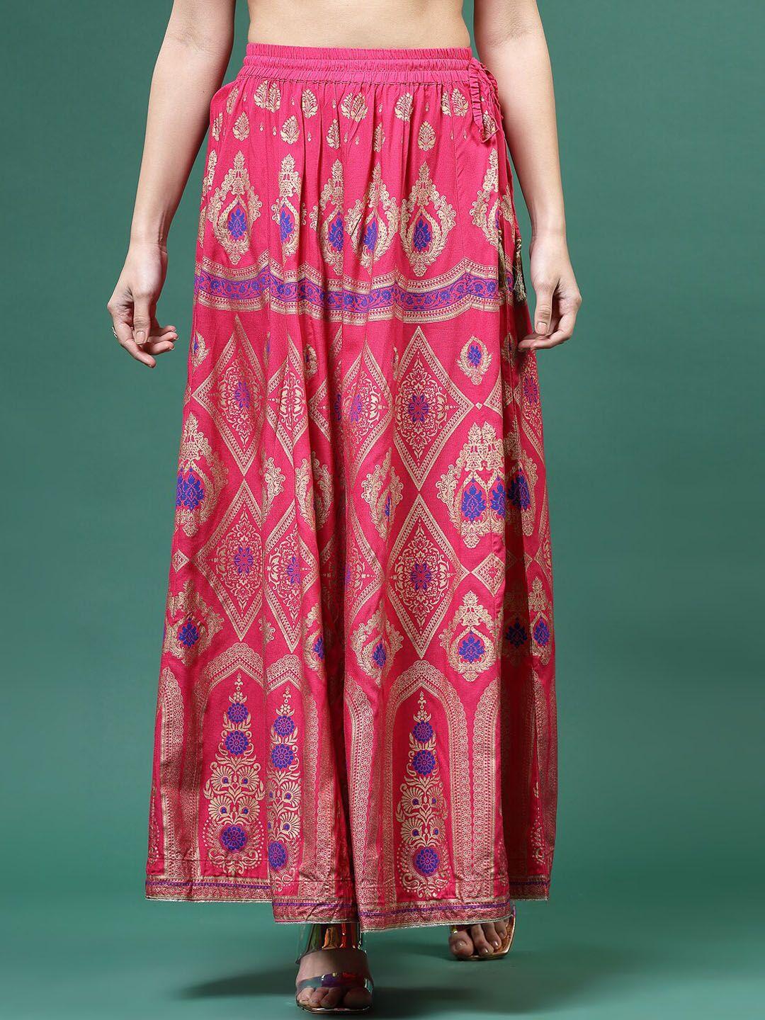 sangria ethnic-printed flared skirts