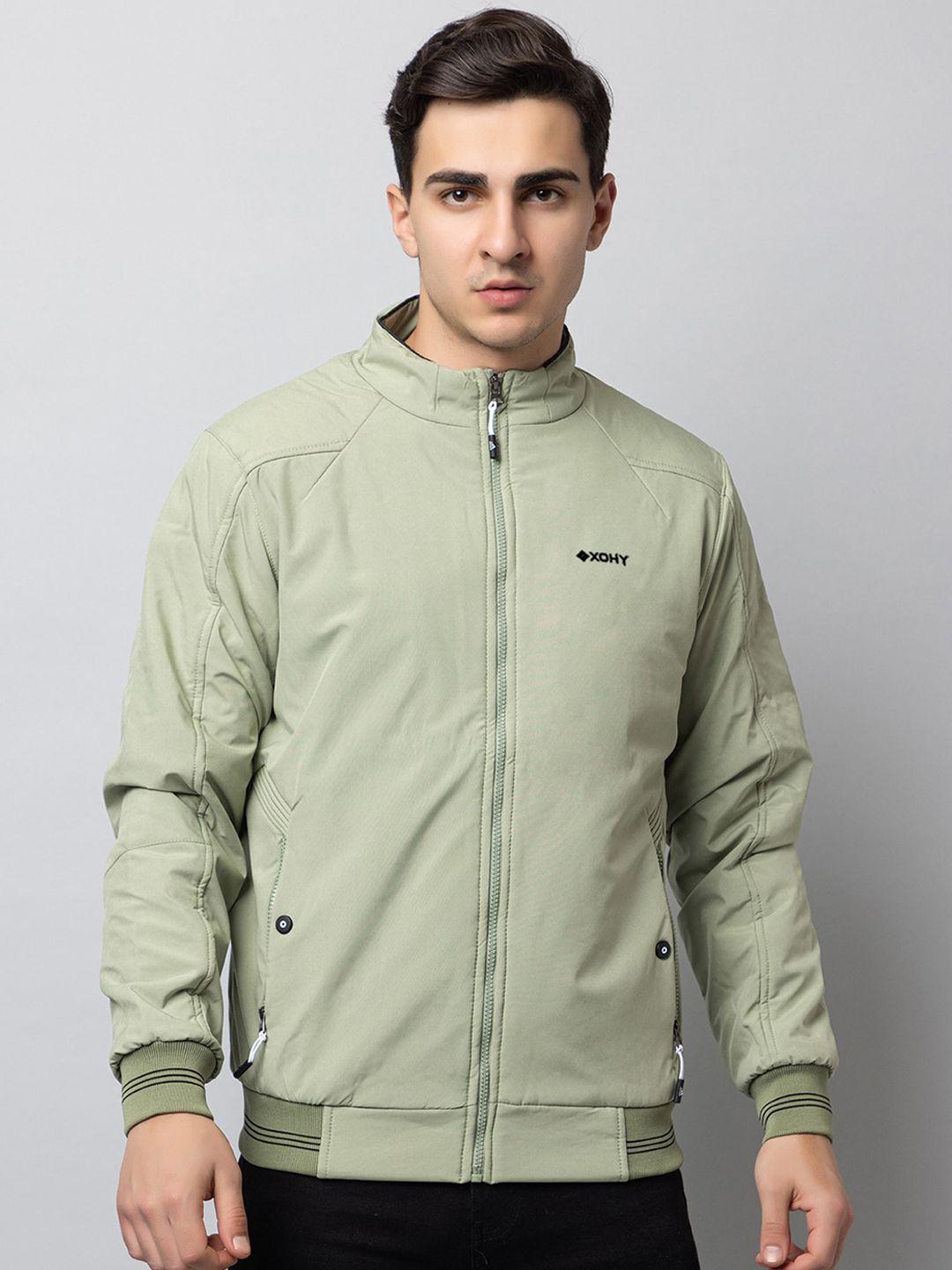 xohy mock collar lightweight cotton bomber jacket