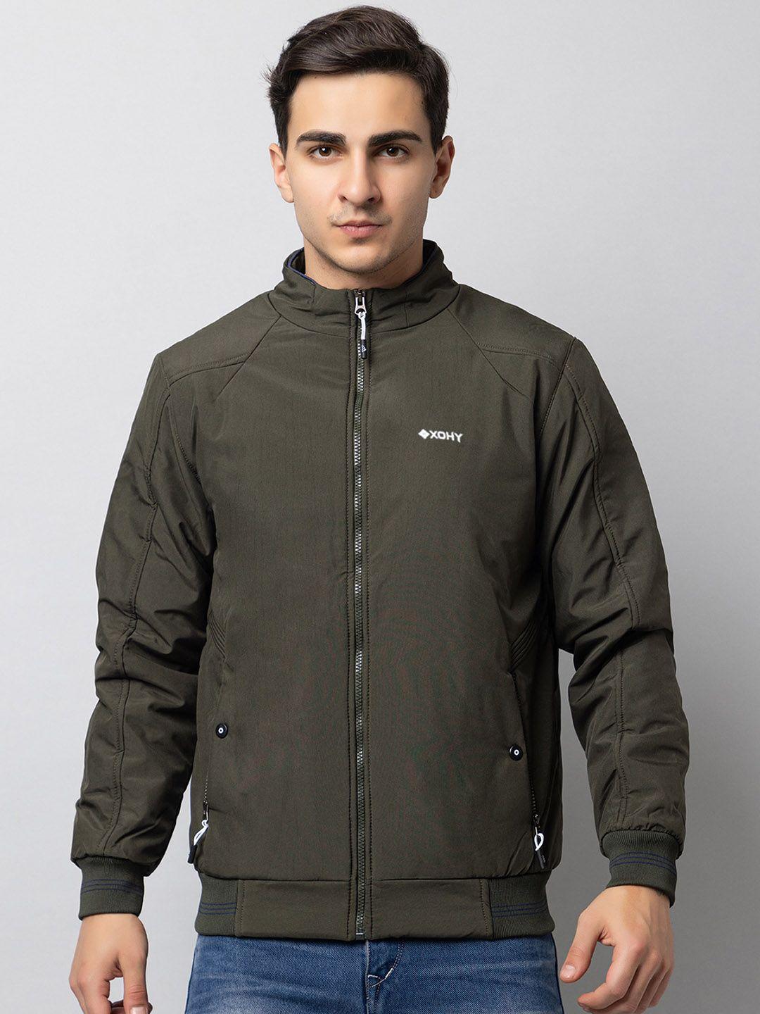 xohy mock collar lightweight cotton bomber jacket