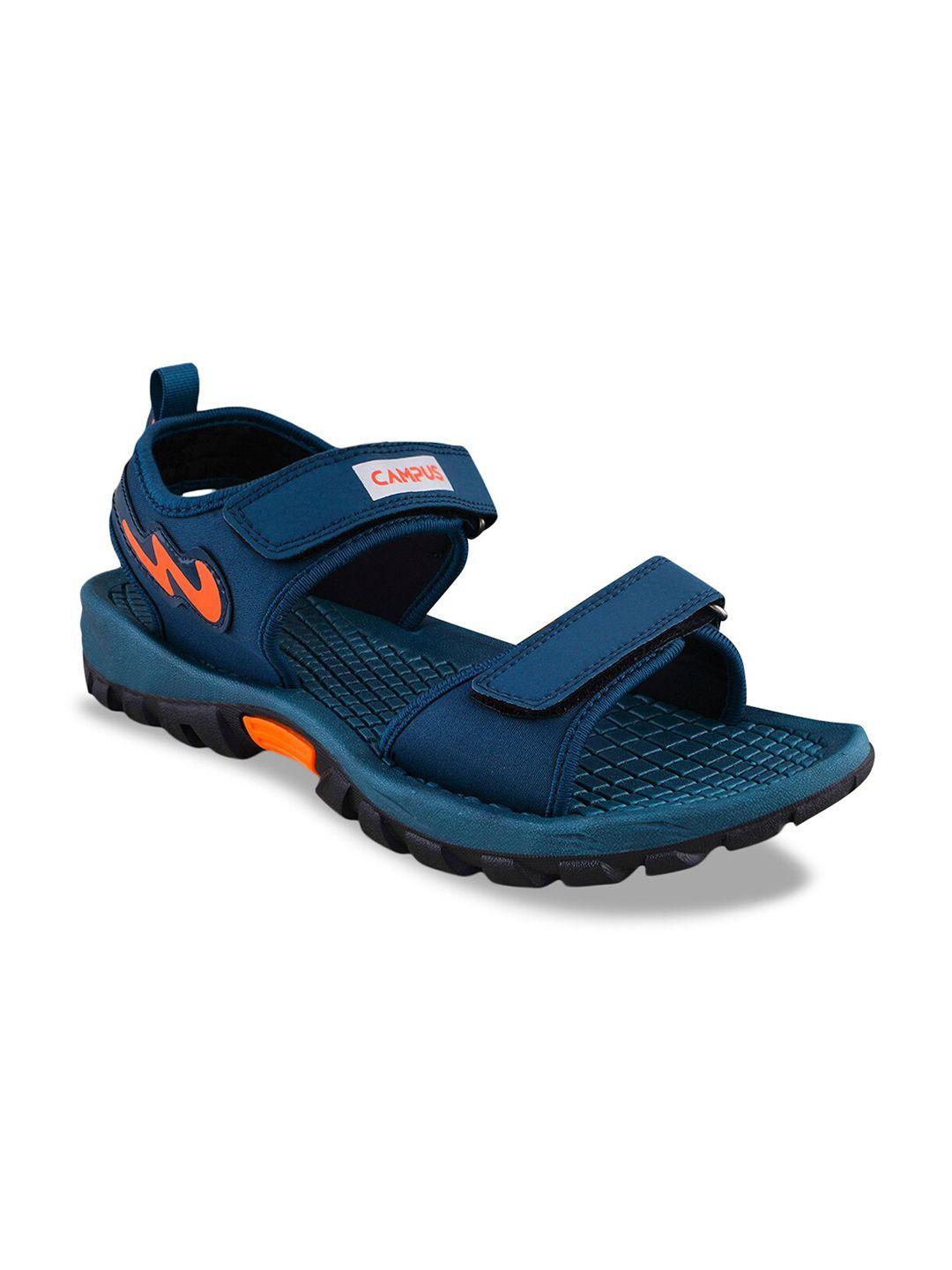 campus men brand logo textured sports sandals with velcro closure