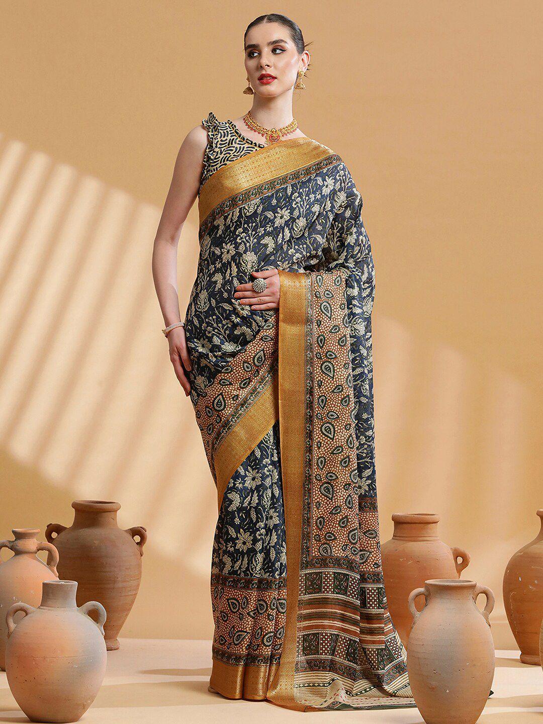 sangria printed saree with blouse piece