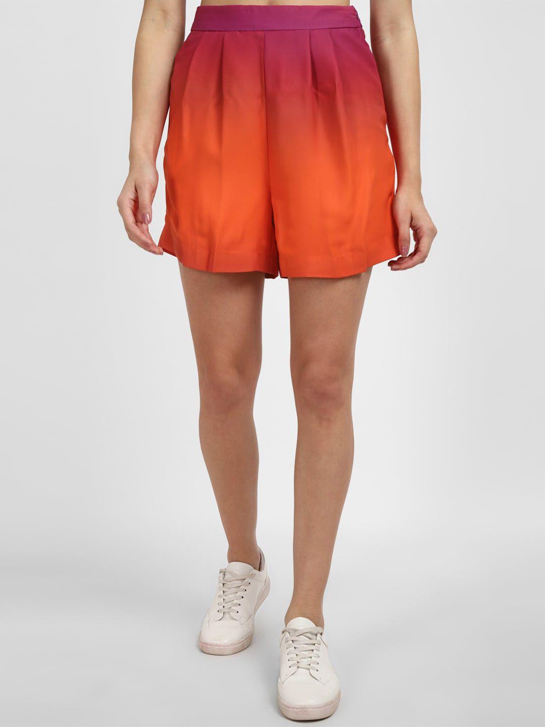 allen solly woman ombre dyed regular fit mid-rise shorts