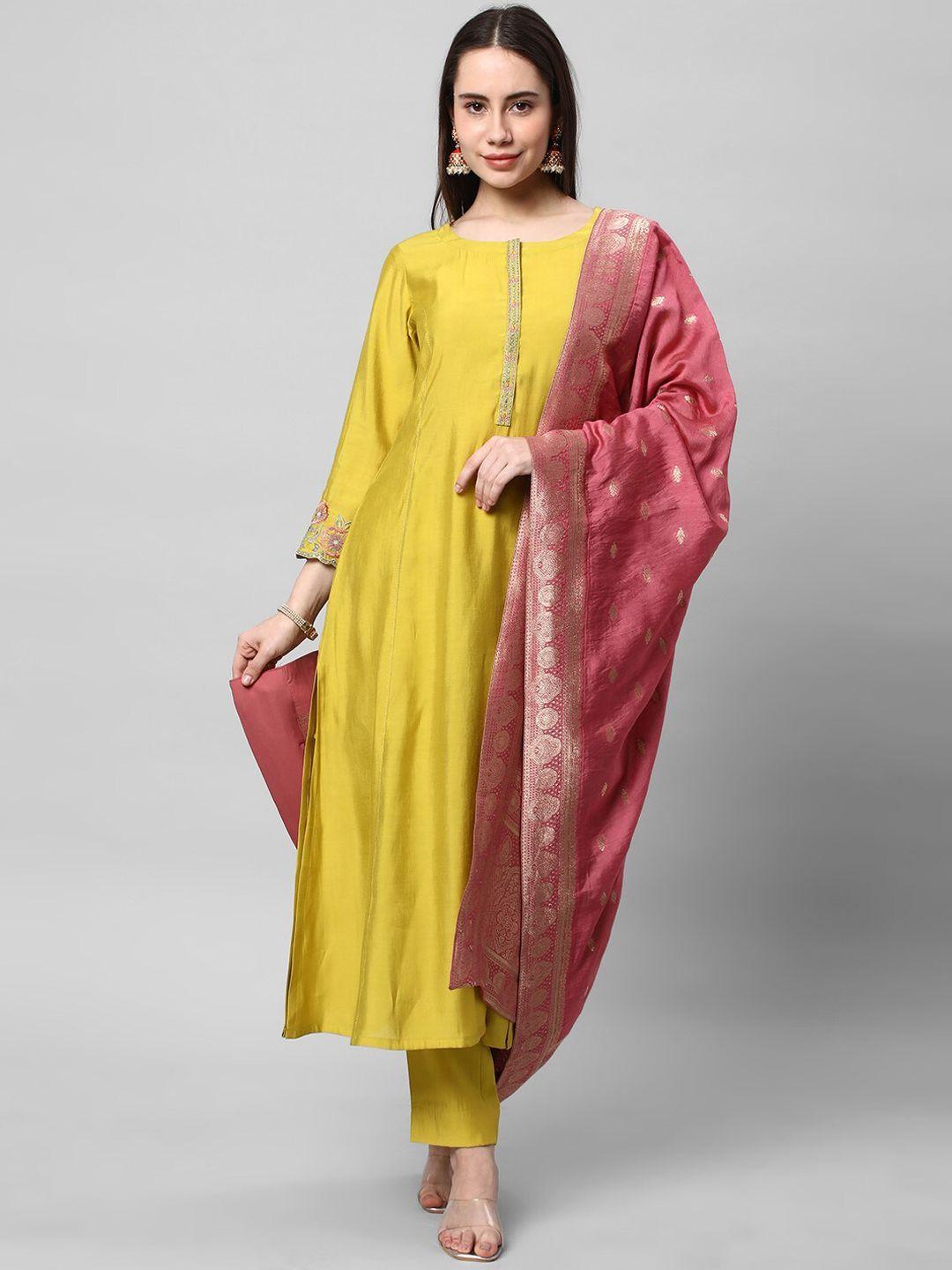 kami kubi regular a line kurta with trousers & with dupatta