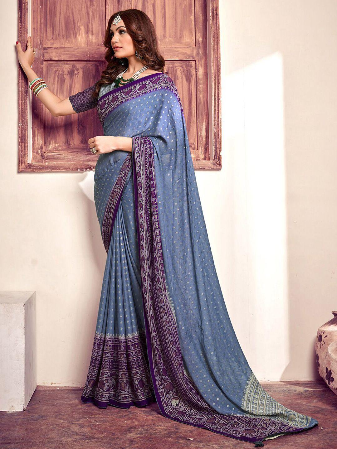 mitera polka dot printed zari saree