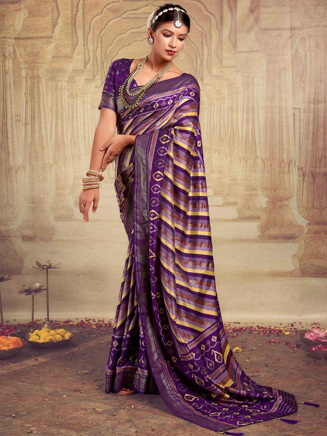 mitera striped printed zari saree