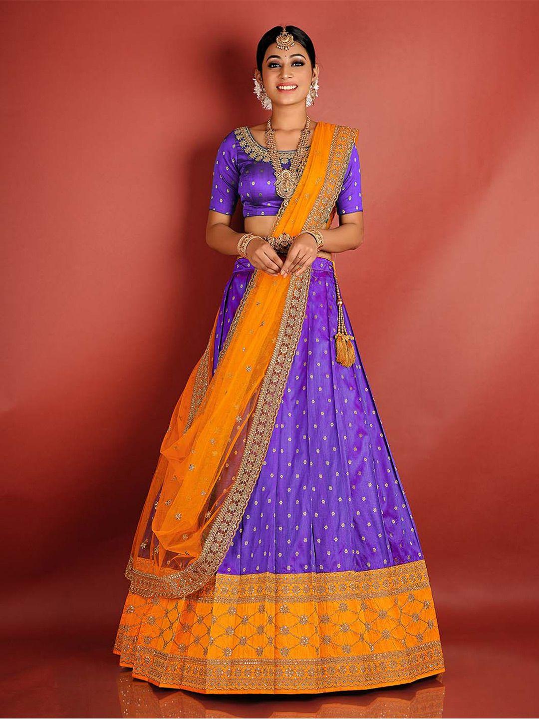 halfsaree studio woven design semi-stitched lehenga & unstitched blouse with dupatta