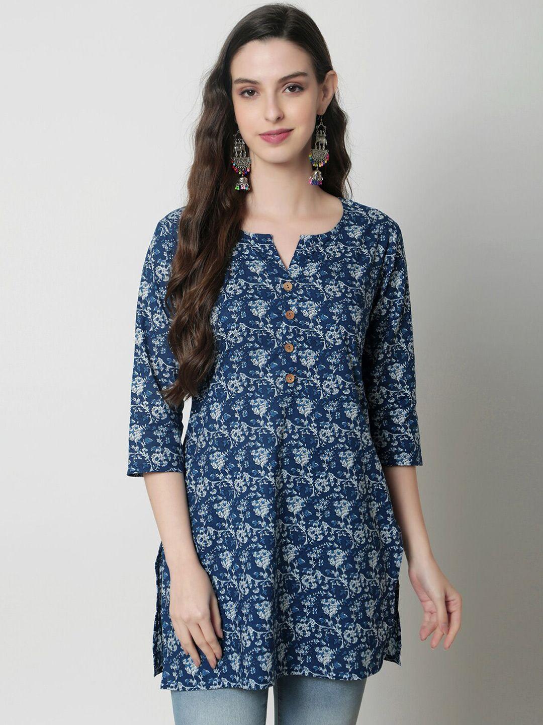 kalini blue floral print cotton top