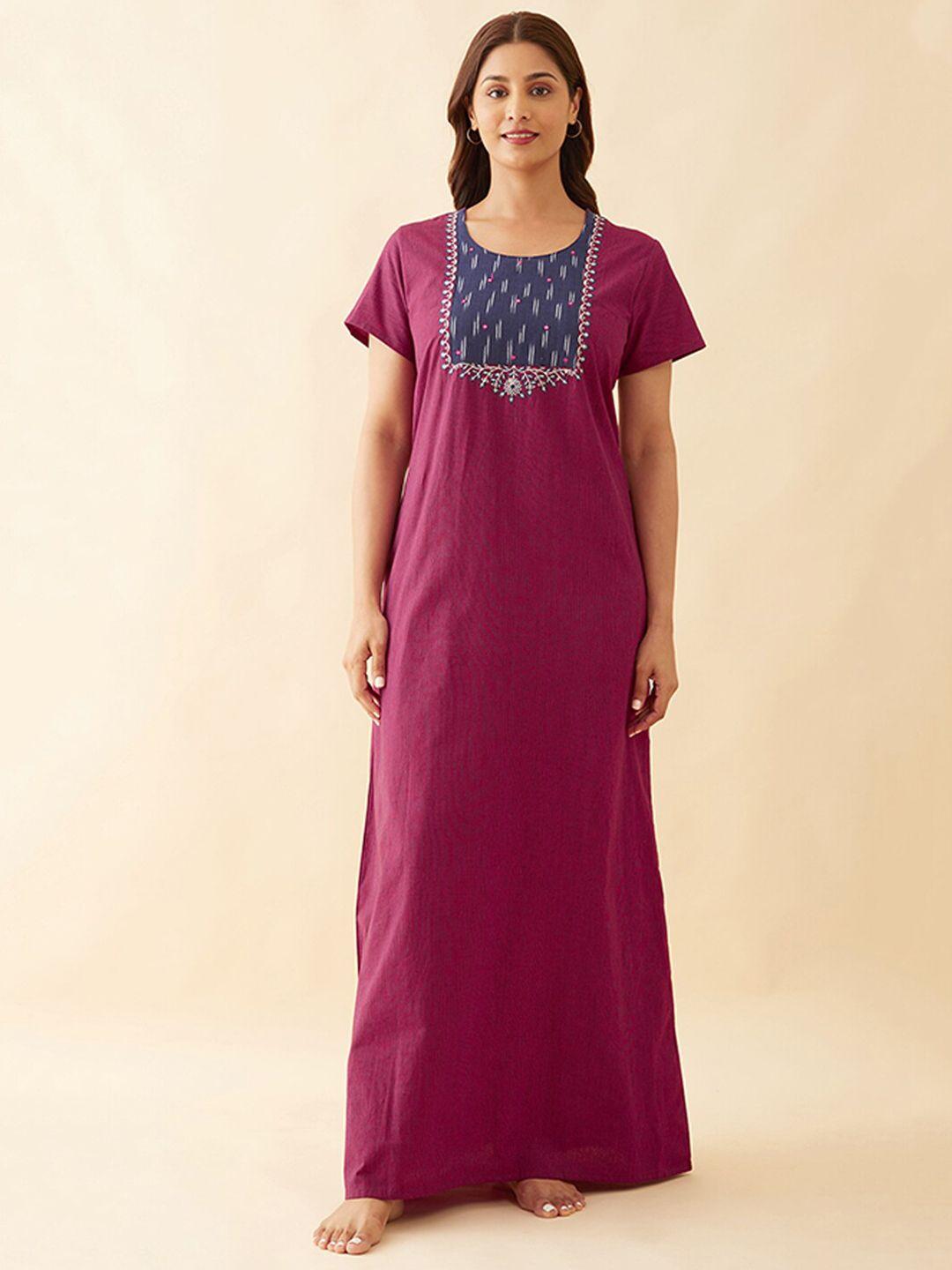 maybell pink embroidered short sleeves nightdress