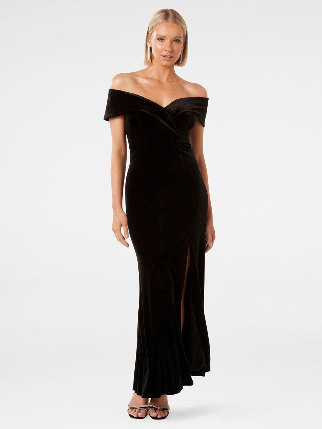 forever new black off-shoulder maxi dress