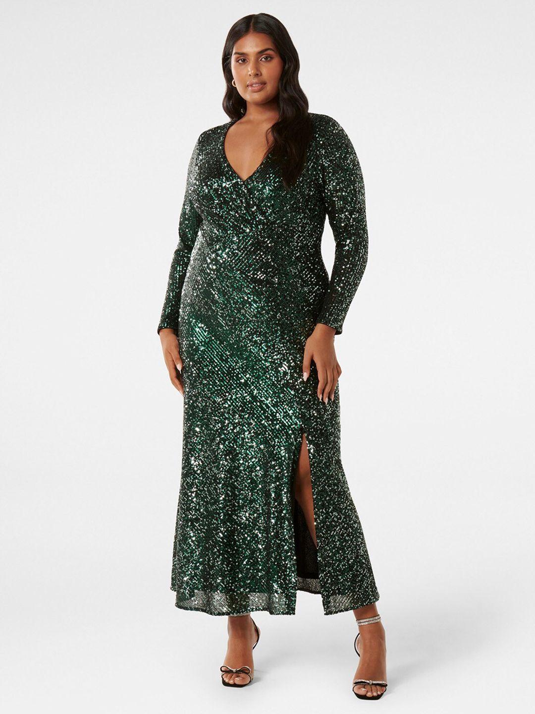 forever new green embellished maxi dress