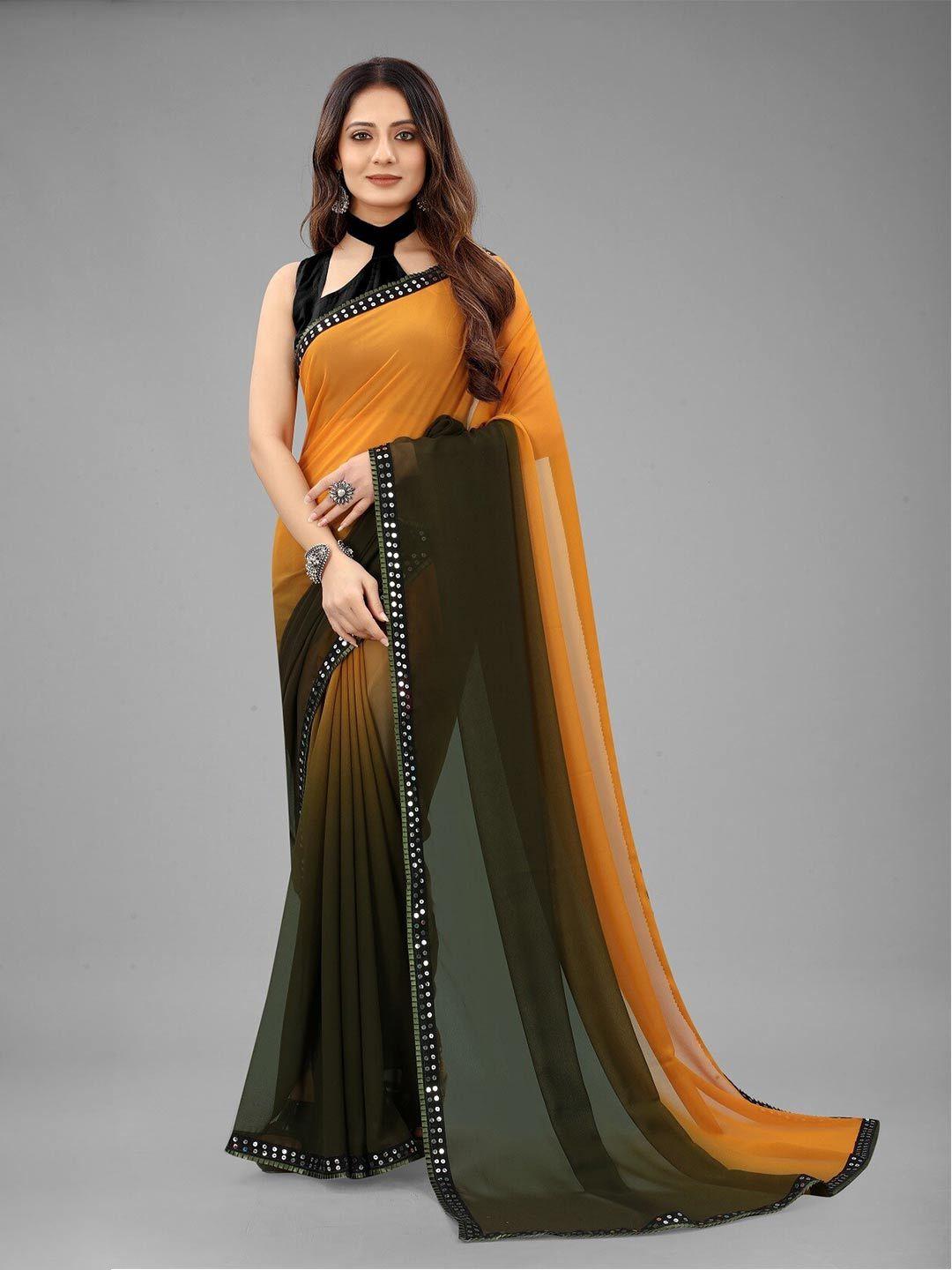 radadiyatrd ombre sequinned embellished pure georgette saree