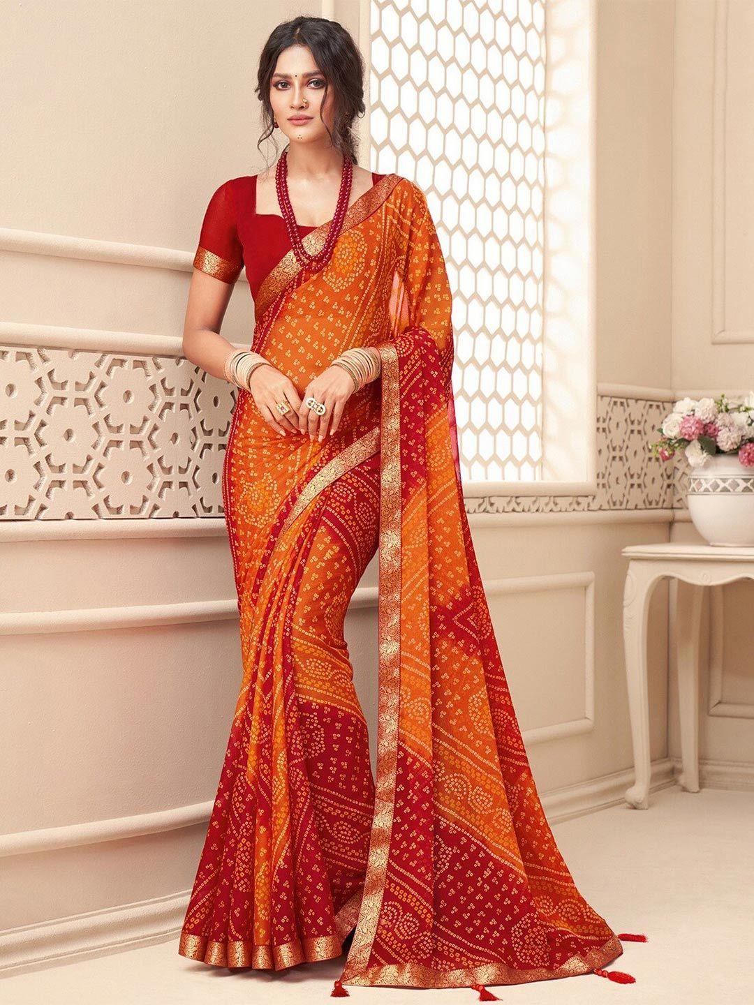 radadiyatrd bandhani printed zari pure georgette bandhani saree