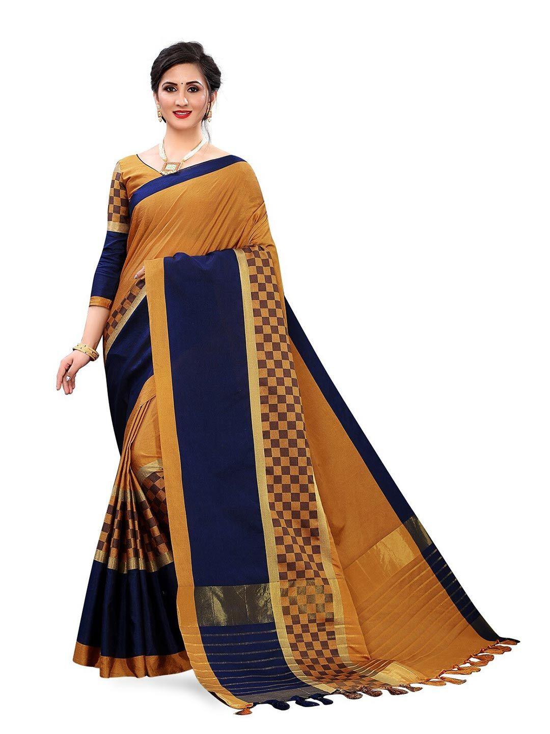 radadiyatrd checked zari banarasi saree